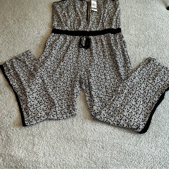Material Girl Black and White Geometric Jumpsuit - Picture 1 of 6